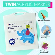 ENMY Dual Tip Acrylic Marker Pen 80/60/48/36/24/12 Colors Set Soft and Fine Brush Kids Presents