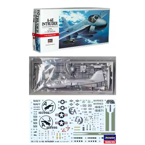 Hasegawa 00338 1:72 Scale US A6E A-6E Intruder Shipboard Attack Aircraft Plane Plastic Hobby Buildin