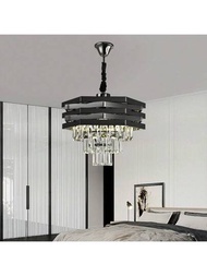 現代水晶吊燈金色圓形吊燈,適用於用餐房k9水晶3層天花板吊燈大型壁掛燈適用於客廳門廳樓梯