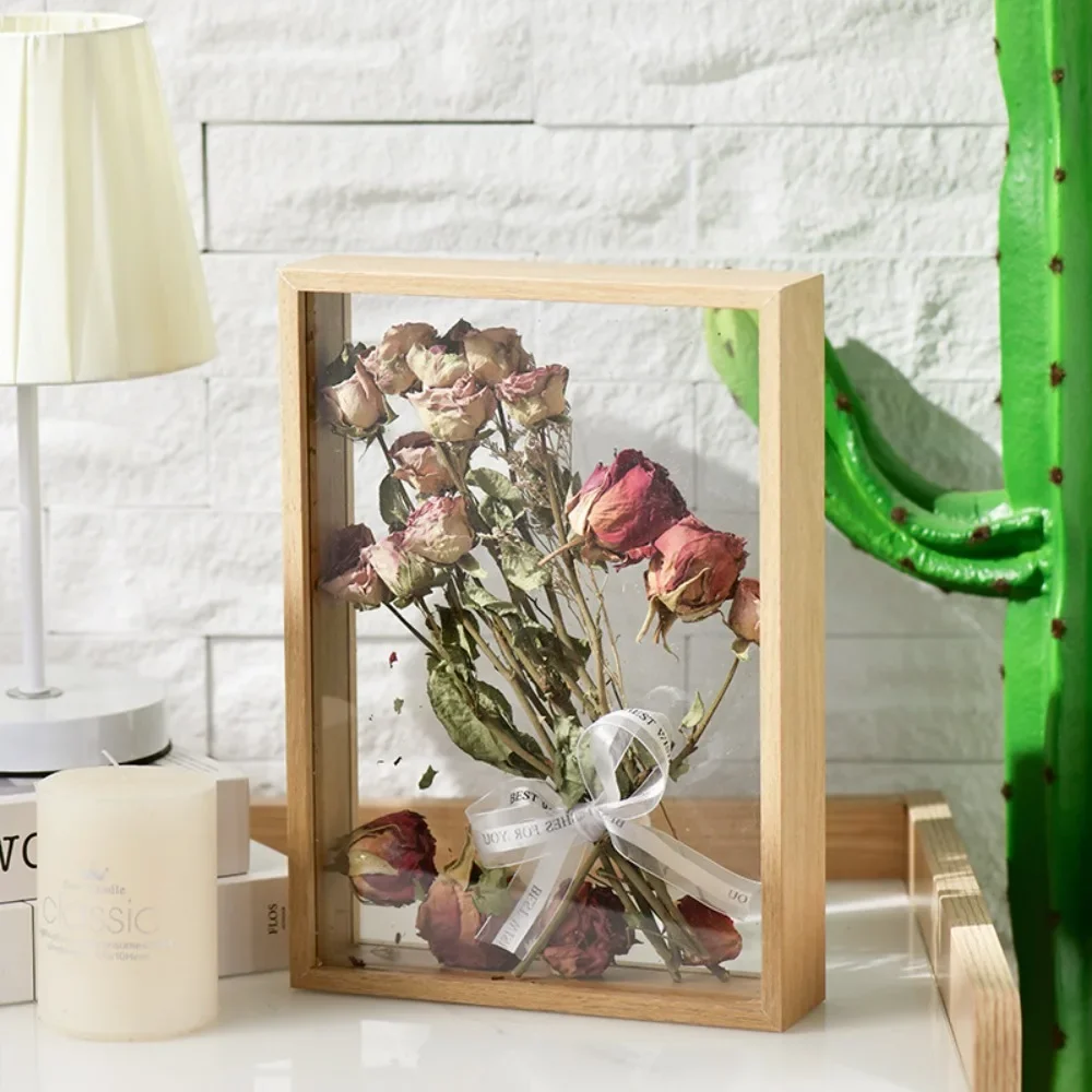 Dried Flower Photo Frame Hollow DIY Photo Frame Immortal Flower Rose Preserved Specimen Frame Displa