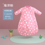 贝壳日记ShellDiary婴儿一体睡袋宝宝冬款加厚纯棉儿童防踢被可拆袖0-6岁 【中厚夹棉】海洋粉 M码/长度110cm（3-6岁）