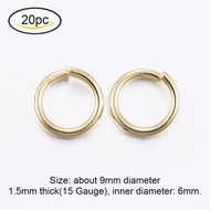 Beebeecraft 20-200pc 304 Stainless Steel Closed But Unsoldered Jump Rings 18K Gold Plated 18 Gauge 5mm DIY Craft Jewelry Making Findings