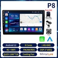 Acodo 2DIN Android12 Head Unitเครื่องเล่นมัลติมีเดียในรถยนต์10นิ้วWire CarplayและAndroid Auto 4G + Wifiสเตอริโอรถยนต์หน้าจอสัมผัสพร้อมกล้องMirror Link Bluetooth GPSนำทางพัดลมระบายความร้อนUSB AUX FM AM RDSสำหรับHyundai Toyota VW Mazda Honda Autimotiveวิทยุ