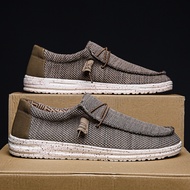 Hey Dude Same quality Men's linen Canvas Shoes Loafers super-light comfy Slip-on Shoes size40-48