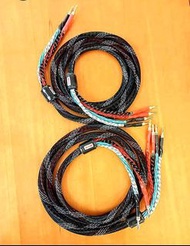 (Bi-Wire) Speaker Cable QINCROWN 單晶銅喇叭雙線 24股純銅 hifi音響發燒級線+鍍金插頭(2條/每條2米/長)