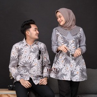 Batik Couple Gamis Batik Kombinasi Modern Lengan Panjang Gamis Terbaru