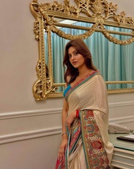 [PRE-ORDER] PURE GAJI SATIN AJRAK SAREE { DELIVERY 15-20 DAYS}
