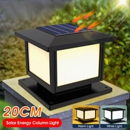 (จัดส่งฟรี)โคมไฟหัวเสาโซล่าเซลล์สี่เหลี่ยม ปรับได้ 3 สี ไฟหัวเสาโซล่า Solar light pillar lamp ไฟled 