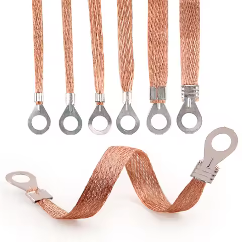 Sq 2.5/4/6mm Bridge Grounding Lead Wire Copper Clad Aluminum Span Cable Braided Flexible Durable Gro