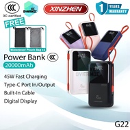 【3C Certified】Xinzhen G22 20000mAh Powerbank 45W Fast Charging Power Bank Built-In Cable Pawer Bank