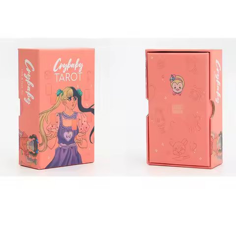 Upgraded version 12*7cm Crybaby Tarot cards in hardcover boxes pink gold cards board games