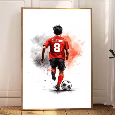 1 Custom name soccer balls, personalized classic retro soccer star prints, soccer gifts, boy's room 