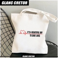 Greys Anatomy shopping bag tote cotton handbag reusable bolsa canvas bag woven shoping sacola sac ca