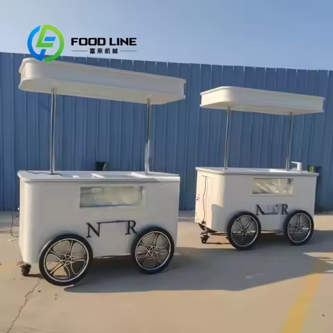 Customized Unique Design Mini Ice Cream Cart for Gelato Business Summer Street Vending Cold Drink St