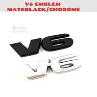 V6 Emblem Logo (MateBlack/Chrome)