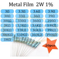 Resistor 2W Metal Film 3,3.3,3.6,3.9,30,33,36,39,300,330,360,390,30K,3.3K,33K,300K,330K,360K,390K oh