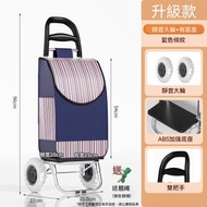 A45P- (升級款) 便攜購物車 防水布袋 可摺疊購物袋 買菜車 小拉車 買餸車 拉桿手推車 野餐車 家用推車 藍色條紋