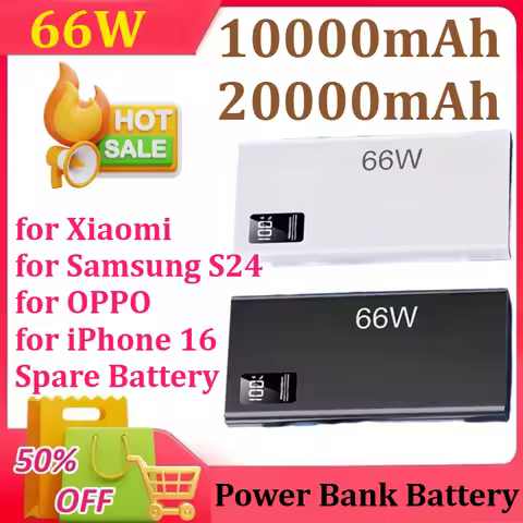 20000mAh 66W Power Bank USB C PD20W Fast Charging Powerbank Portable Charger for Xiaomi for Samsung 