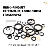 10PCS / NITRILE / BUNA O-RING SETS CS-1.9MM ID-2.8MM~9.8MM NBR O/R (P003-P010)