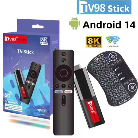 TV98 ATV Mini TV Stick Android 14 H618 2.4G 5G Wifi Support OTA 8K Media Player TV Receiver BT5.0 2G