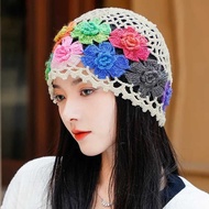Handmade Hat Women Spring Autumn Style Pullover Hat Pure Handmade Crochet All-Match Knitted Hat Ladi