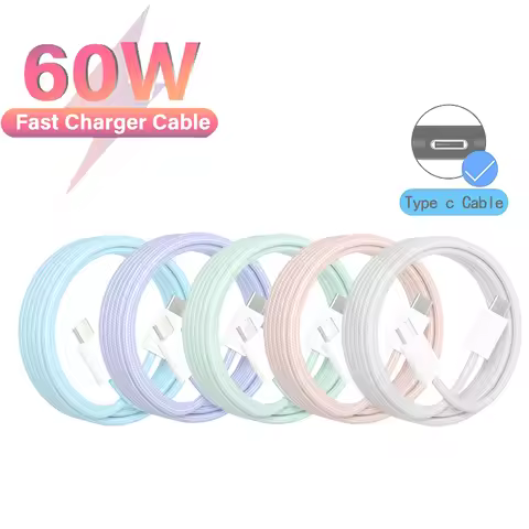 PD 60W Type C to Type C Color Cable For iphone 15 15pro Fast Charging For Xiaomi Samsung Huawei Type