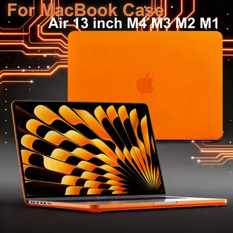 Matte Case For MacBook Air 13 inch 2025-2022 M4 A3240 M3 A3113 M2 A2681, Matte Orange Laptop Case Fo