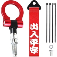 Car Tow Hook Front Bumper Screw-On Front Tow Hooks with JDM Style Personalized Towing Tow Strap Rope