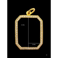 Buddha Amulet Frame Back Folding Work Luang Pho Pan Surrounded By Gold-Faced Diamonds Italian Gold W