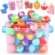 50 Pcs Gumball Capsules with Storage Box Clear-Colored Mini Round Capsule Contained Toys for Vending