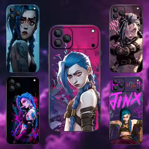 Anime J-Jinx-X Phone Case For iPhone 17,16,15,14,13,12,Pro,Max,Plus,E,SE4,Air,Mini Black Soft Box
