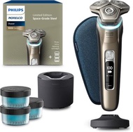 Philips 飛利浦 Norelco 刮鬍刀 系列 9000 太空等級版 乾濕兩用電動刮鬍刀 附升降和切割剃鬚系統 彈出式修剪器 清潔莢和 3 個墨盒 充電支架和旅行箱 S9979/92