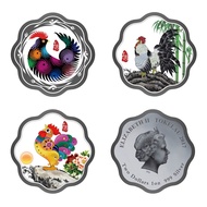 2017 Tokelau Lunar Rooster 1 oz .999 Silver Colorized Coin (Commemorative 3-Coin Set) Color Colored Colour Coloured 1oz