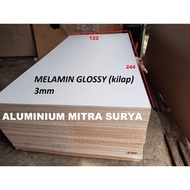 Melamin 3mm Putih Kilap Glossy 122x244 Triplek Multiplek Plywood White