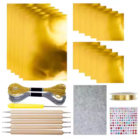 Craft Foil Handmade Foil Paper Craft Kit Silver Gold Shimmer Shiny Embossing Engraving Painting Kit 