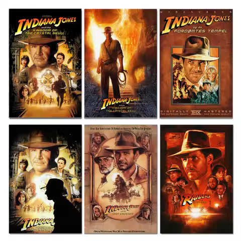 Classic Retro Movie Indiana Jones Poster Adventure Action Film Canvas Painting Wall Print Picture fo