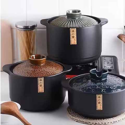 Ceramic Casserole Japanese Round Green Blue 2.5-6L Multiple Size Cooking Pot Cookware Household Kitc
