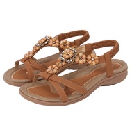 XO shoes 2025 YSL New Bohemian Sandals for Women Summer Rhinestone Evening Style Flat Round Toe Clip