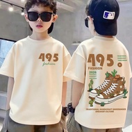 Coolbo Boys' Summer Crew Neck Fashionable Printed Shoes Simple Style Versatile Short Sleeves