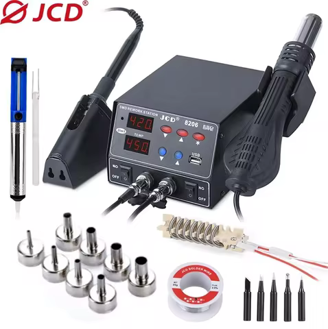 JCD 800W SMD Soldering Station Quick Heat 3 in 1 Heat Gun USB Interface LED Display Solder Iron BGA 