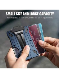 1入組透明工作證卡套，具有RFID阻擋鋁合金錢夾卡片套