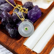 18K純金 天然緬甸A貨翡翠 平安扣墜子