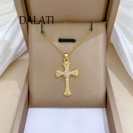 DALATI Titanium Steel Cross Full Diamond Necklace