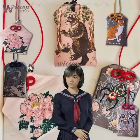 Hinako Cosplay Anime Horror Game F Mimori Japanese Amulet Cat Spider Wolf Bear Peony Hand Embroidery