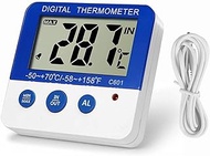 Fridge Freezer Thermometer Max/Min Memory LXSZRPH High &amp; Low Temperature Alarms Settings with LED Indicator Digital Refrigeration Thermometer with Magnetic,Stander