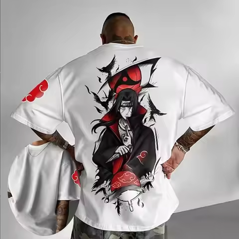 NARUTO Japanese Anime Obito Uchiha Men's T-shirt Summer Cotton Boy Y2k Harajuku Children's Parent-ch