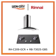 Rinnai RH-C209-GCR Chimney Cooker Hood + RB-7302S-GBS 2 Burner Gas Hob