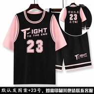 Can Student Sports Basketball Uniform Jersey Men Women Fake Two Short-Sleeved Shorts Football Unifor