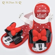 2022 New Mini Melissa Children Shoes Mickey Mouse Minnie Bow Jelly Sandals Disney Cute Girls Sandals Melissa Beach Shoes
