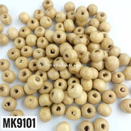 manik kayu wooden beads bulat 8mm (1 bungkus isi 24 butir) mk91 - cream